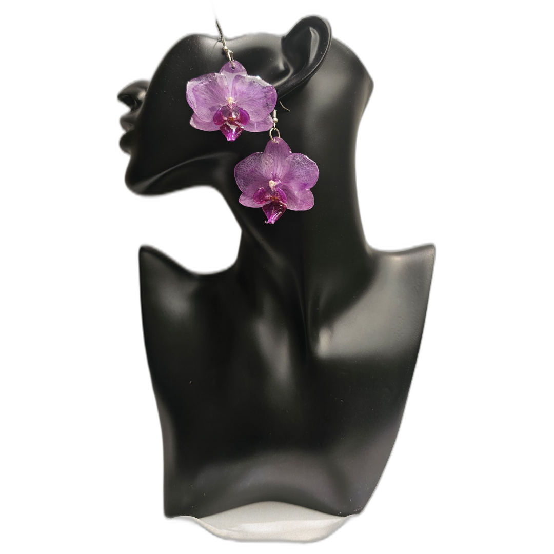 Colección Orquídea Ixya: Set de Dije y Aretes Artesanales (Incluye Cadena de Plata 925) - Image 2