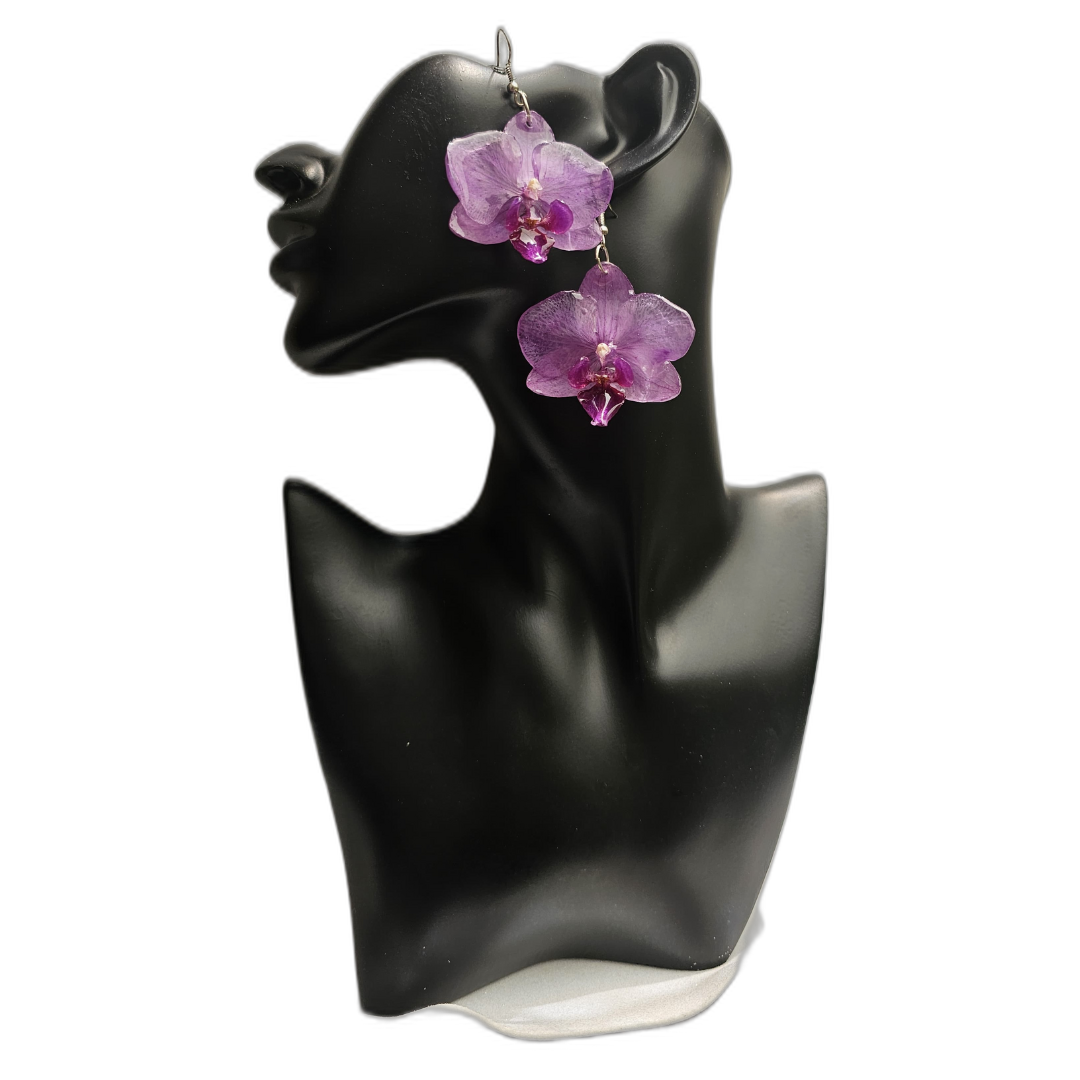 Colección Orquídea Ixya: Set de Dije y Aretes Artesanales (Incluye Cadena de Plata 925) - Image 4