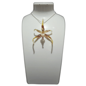 Collar de Orquídea Rhynchostele Cordata (Incluye Cadena de Plata 925)