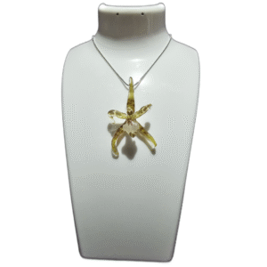 Dije de Orquídea Rhynchostele Cordata (Incluye Cadena de Plata 925)