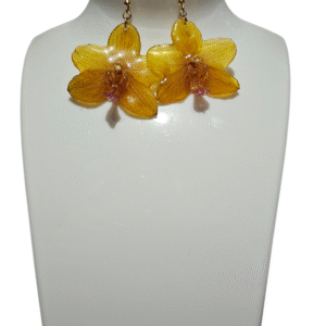 Aretes Colgantes de Orquídea Phanelopsis Naranja