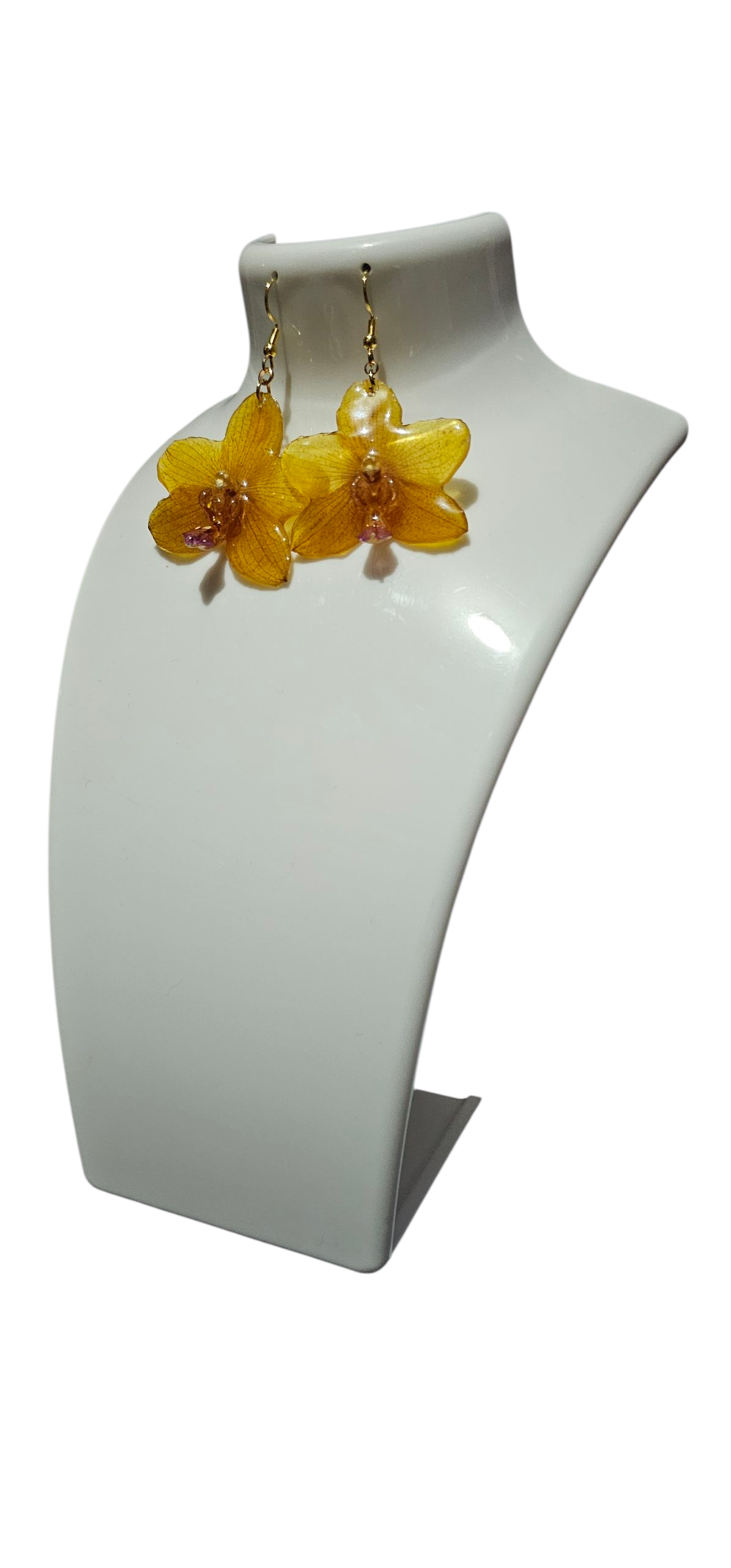 Aretes Colgantes de Orquídea Phanelopsis Naranja - Image 3