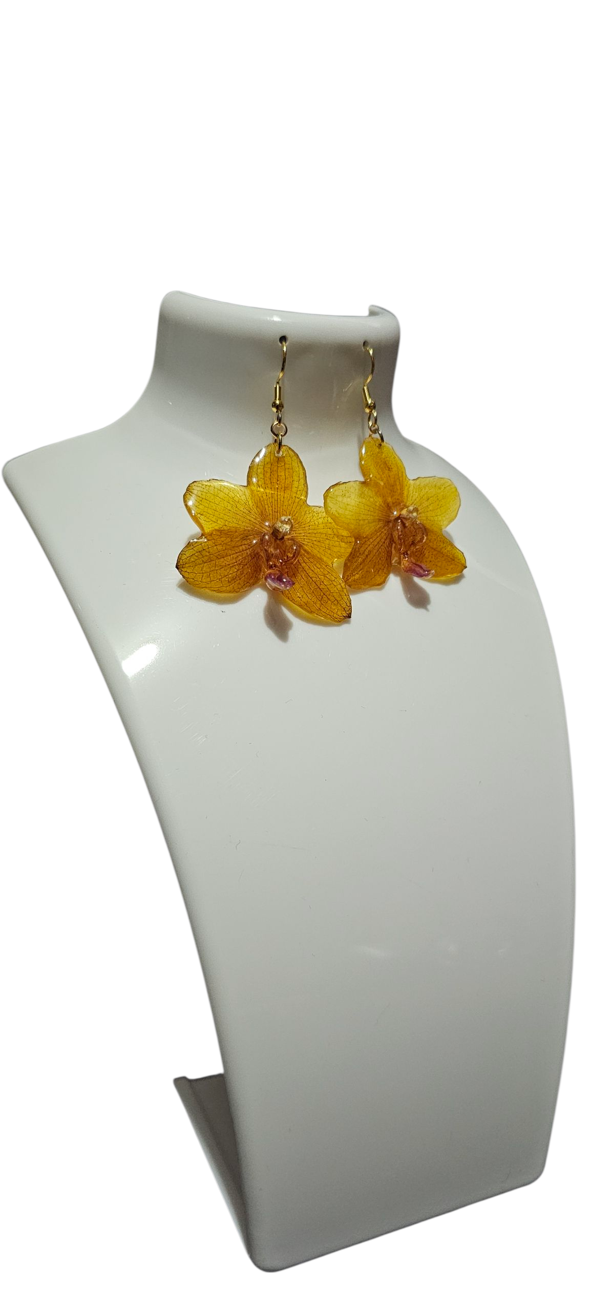 Aretes Colgantes de Orquídea Phanelopsis Naranja - Image 2