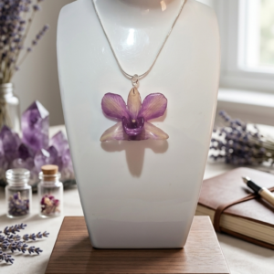 Dije de orquídea dendrobium natural preservada Ixya