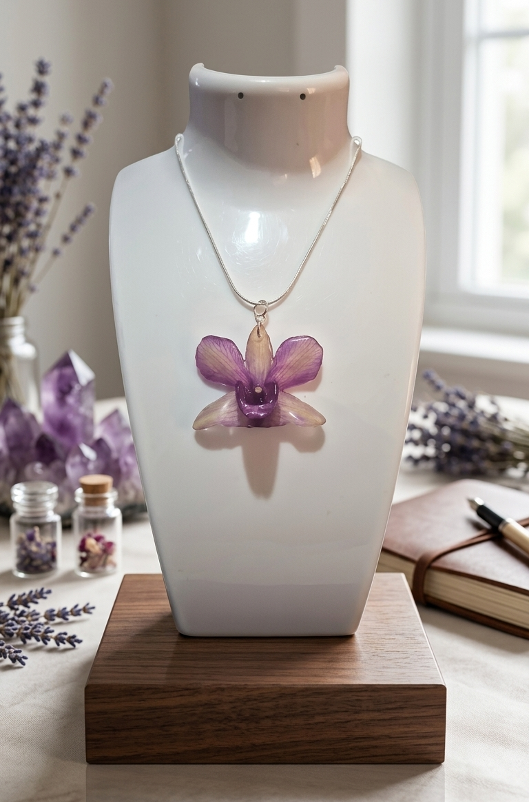 Dije de Orquídea (Incluye Cadena de Plata 925)