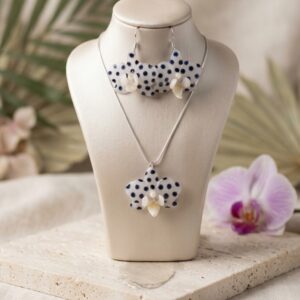 Set de dije y aretes de orquídea natural preservada Ixya