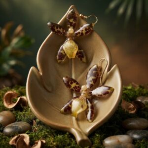 Aretes de Orquídea Natural en Resina y Acero Inoxidable | Ixya