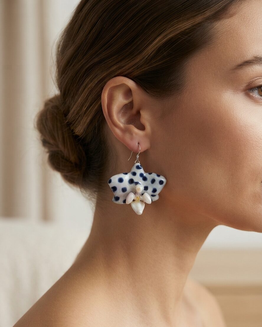 Aretes de Orquídea Natural en Resina y Plata | Ixya - Image 2