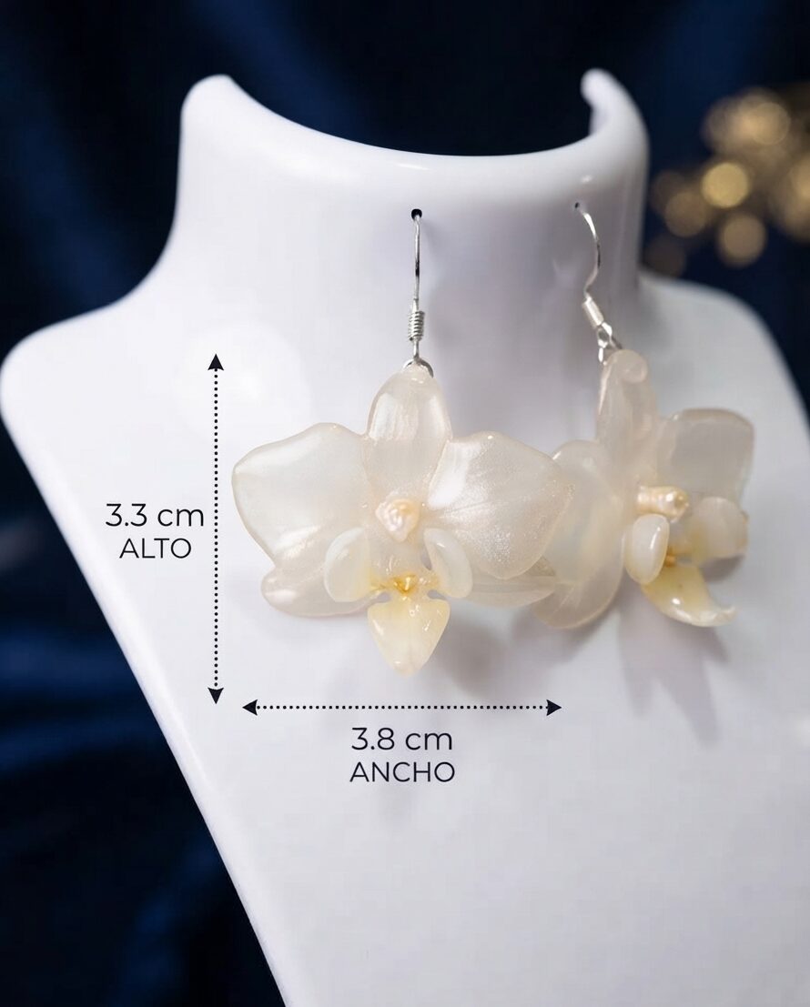 Set de Dije y Aretes de Orquídea Natural en Plata | Ixya - Image 5