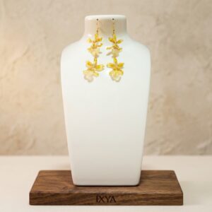 Aretes de Orquídea Natural en Resina y Acero Inoxidable | Ixya